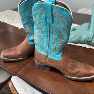 Tony Lama Turquoise and Brown Western Boots